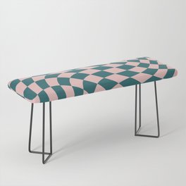Sage green and pink swirl checker Bench