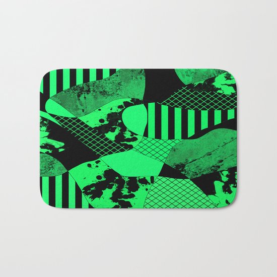 Black And Teal - Abstract, geometric, multi patterned artwork Bath Mat