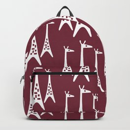 Mid Century Modern Giraffe Pattern 233 Burgundy Backpack