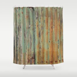 corrugated rusty metal fence paint texture Shower Curtain