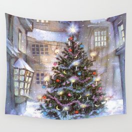 Vintage Christmas Tree Wall Tapestry