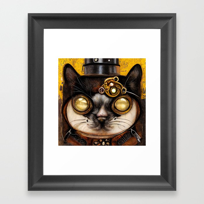 Steampunk Animal 13 Victorian Cat Portrait Framed Art Print