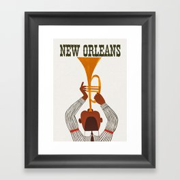 New Orleans Jazz Trumpet Player Vintage Art Framed Art Print