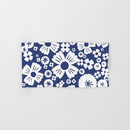 Modern Navy Blue Daisy Flowers Hand & Bath Towel