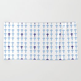 Christian Cross 26- blue Beach Towel