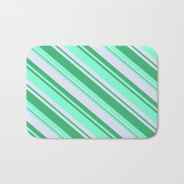 [ Thumbnail: Lavender, Sea Green & Aquamarine Colored Lines Pattern Bath Mat ]