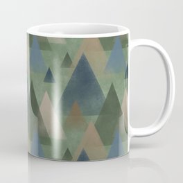 Abstract Misty Mountains, Pine, Slate Blue, Tan and Beige Coffee Mug