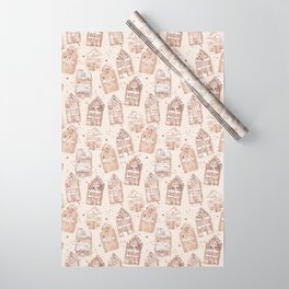 Gingerbread House Watercolor Pattern Wrapping Paper