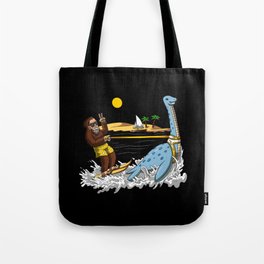 Bigfoot Riding Loch Ness Monster Conspiracy Tote Bag