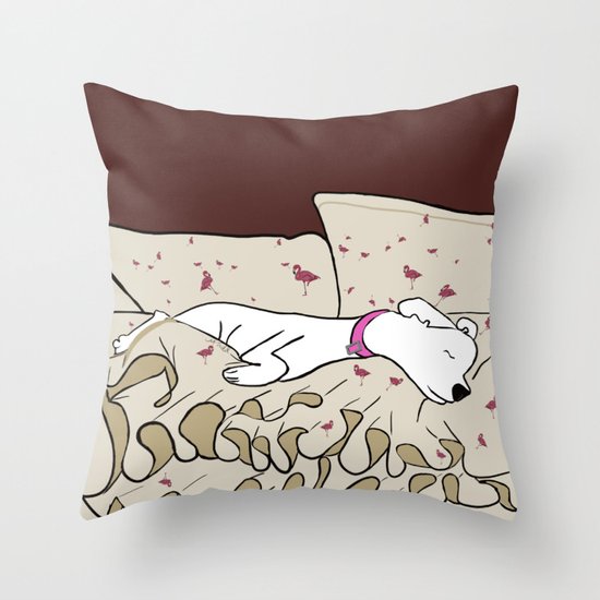 Dog In A Pile of Blankets Throw Pillow