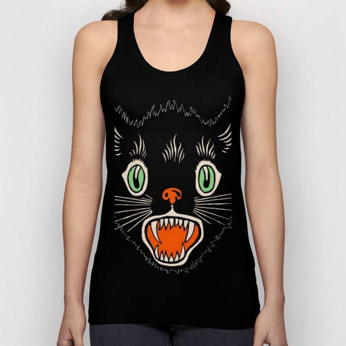 Vintage Halloween Black Cat Shirt Unisex Tank Top By Bilinyam