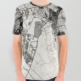 Black&White Giza (Egypt) Map All Over Graphic Tee