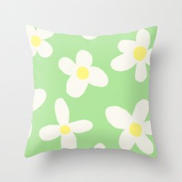 Green Daisy Throw Pillow