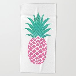 Pink Pineapple Motif Trendy Pine Apple with Polka Dots Tropical Beach Beach Towel