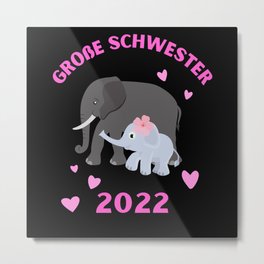 Große Schwester 2022 Geschwister Mädchen Metal Print