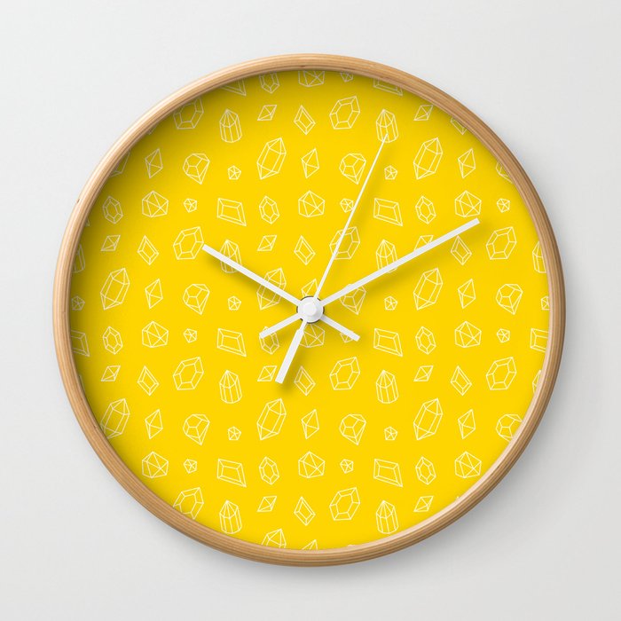 Yellow and White Gems Pattern Wall Clock
