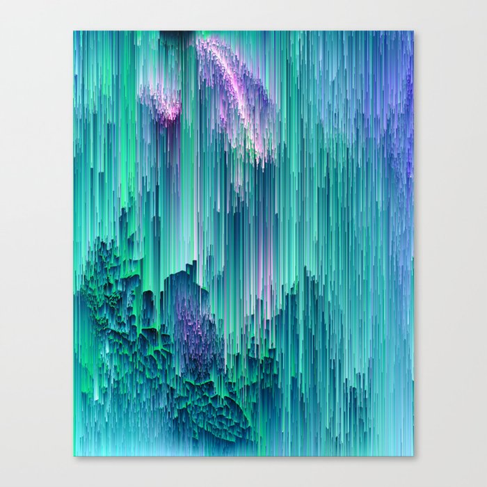 Emerald City Glitched Pixel Abstract Art Canvas Print By