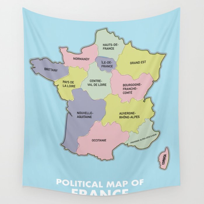 Political Map of France Wall Tapestry by Nicks Emporium  Society6