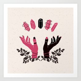 Healing Hands & Crystals | Pink Art Print