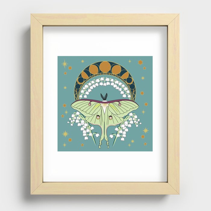 Luna Moth Art Nouveau Recessed Framed Print
