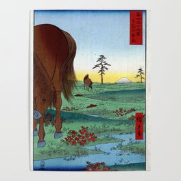 Hiroshige - 36 Views of Mount Fuji (1858) - 33: Kogane Plain in Shimōsa Province Poster