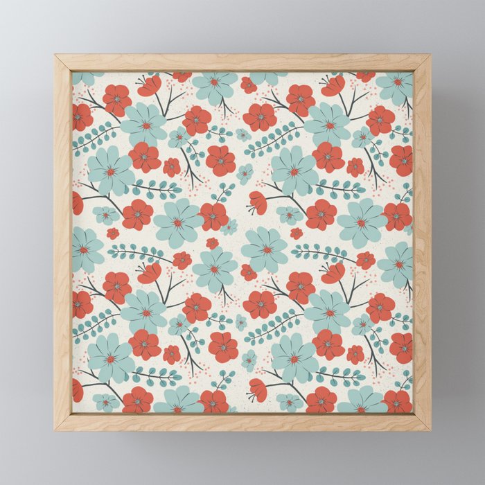 Colorful wildflower pattern Framed Mini Art Print