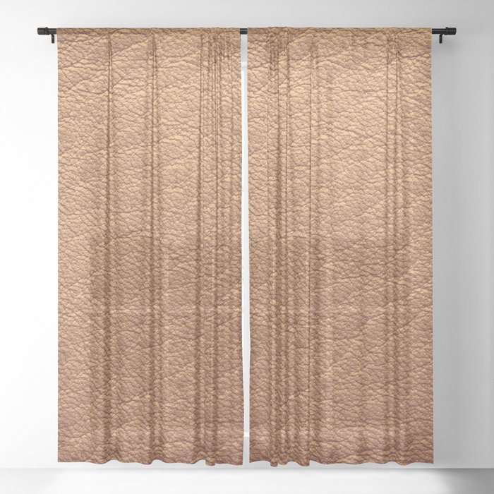 Modern Brown Gold Leather Collection Sheer Curtain