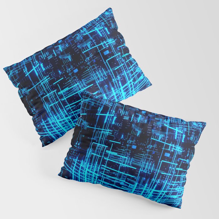 Super Grid 3D Abstract Metaverse -Blue- Pillow Sham