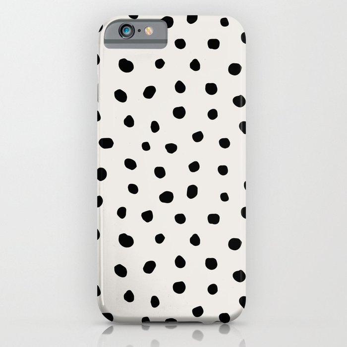modern polka dots black on light gray iphone case