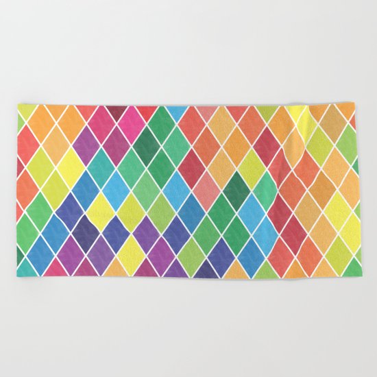 Watercolor Geometric Pattern II Beach Towel