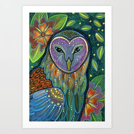 Owl Folk Art Art Print