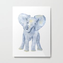 Baby Elephant Watercolor Metal Print