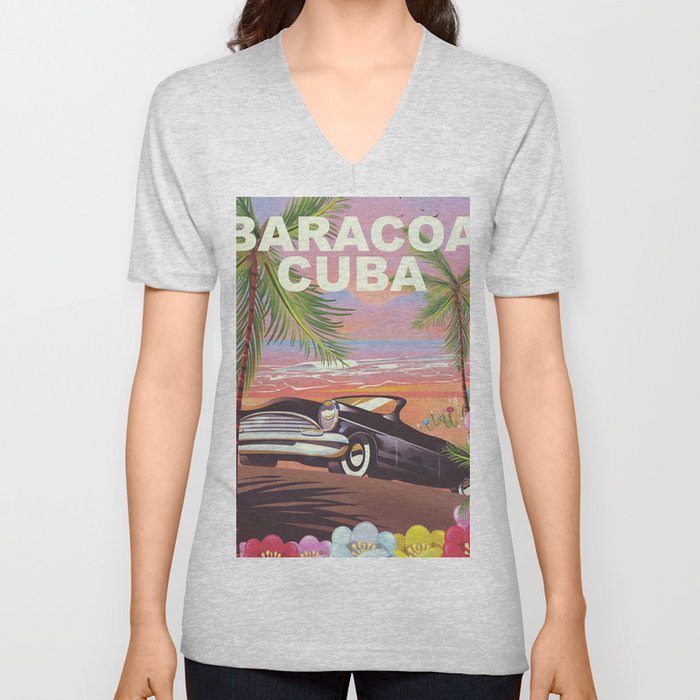Baracoa, Cuba vacation poster V Neck T Shirt