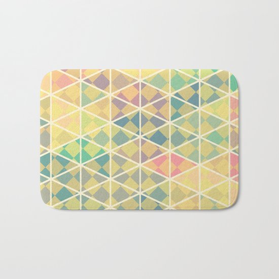 Green mosaic checkered art Bath Mat