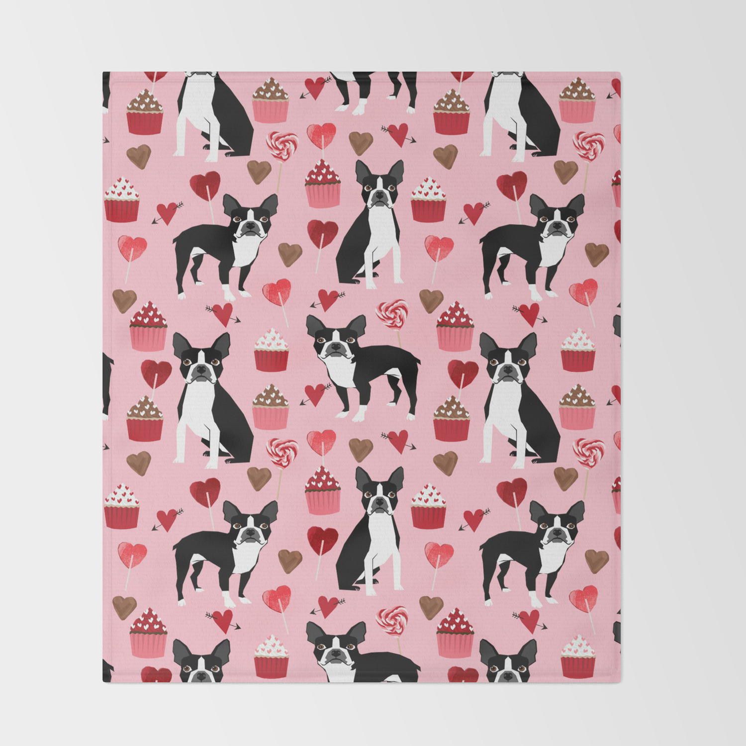 Boston Terrier Valentines Day Cupcakes Heart Love Dog Breed Must Have Gifts Throw Blanket By Bostonterrier Society6
