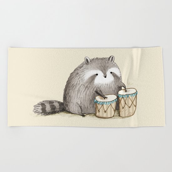 Raccoon on Bongos Beach Towel