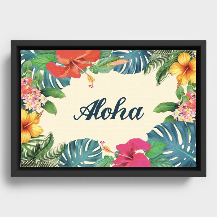 Aloha Floral Print Framed Canvas
