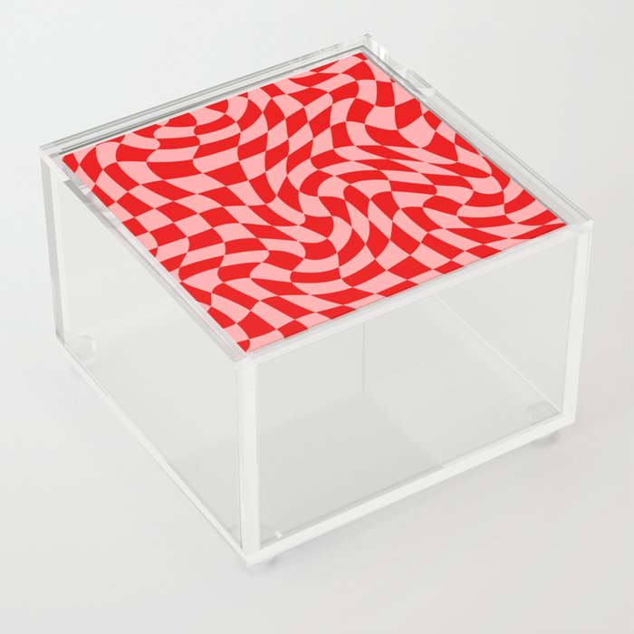Pink and Red Wavy Checkered Print - Softroom Acrylic Box