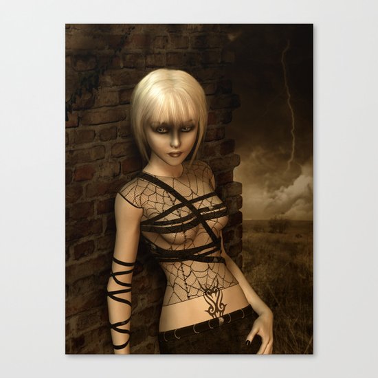 Sad Gothic Girl awaiting the storm Canvas Print