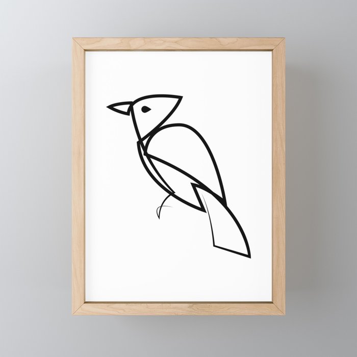 Northern Cardinal - linear bird Framed Mini Art Print