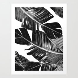Tropical Black & White Banana Leaves Dream #1 #decor #art #society6 Art Print