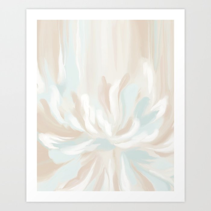 Pastel Pink and Blue Abstract Florals  Art Print