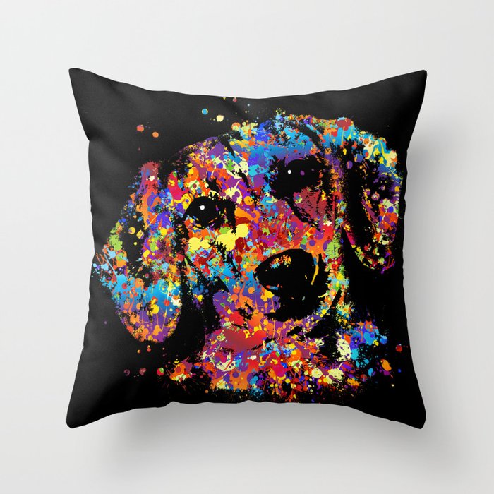 Colorful Dachshund dog  - Doxie Throw Pillow
