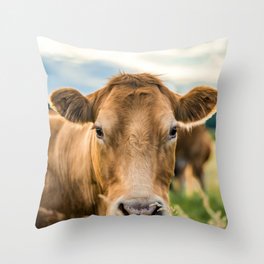 Summer in the Country with the Cows Throw Pillow