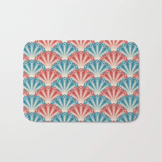 Colorful Abstract Peacock Feather Pattern Bath Mat