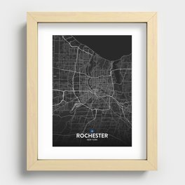 Rochester, New York, United States - Dark City Map Recessed Framed Print