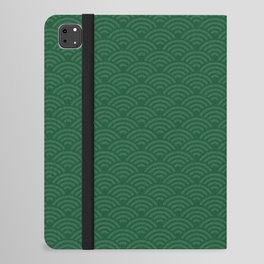 Japanese Pine Green Seigaiha Pattern iPad Folio Case