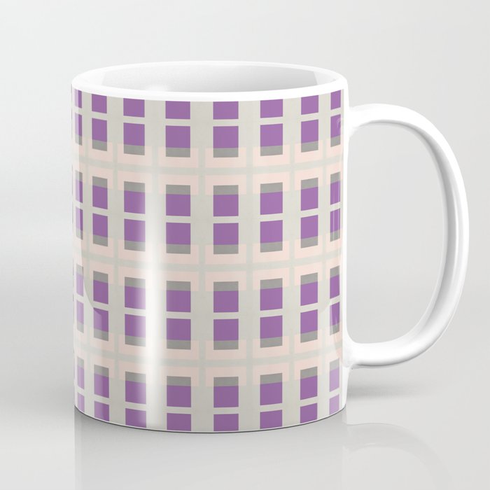 80s Mid Century Rectangles Purple Red Wine Coffee Mug