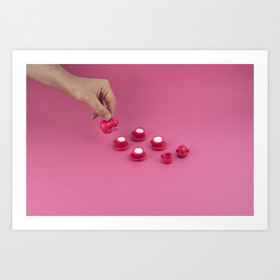 Tiny pink tea party Art Print
