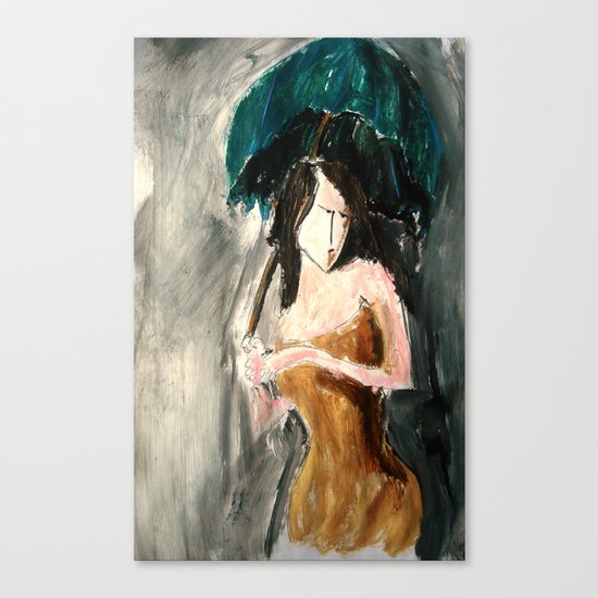 Woman With An Umbrella Canvas Print